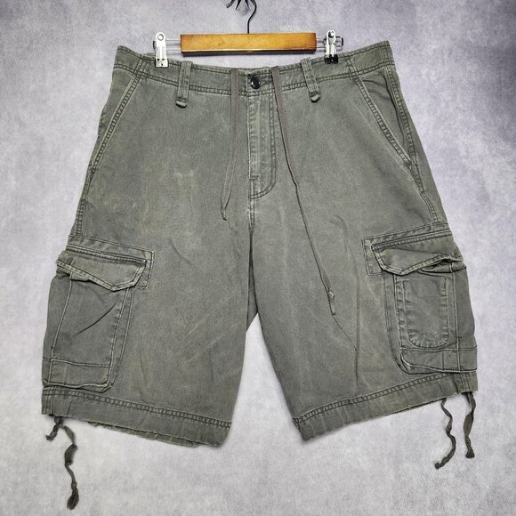 Lucky Brand Shorts Mens 33 Gray Cargo Utility Pockets Drawstring 80318 Summer - Picture 2 of 15